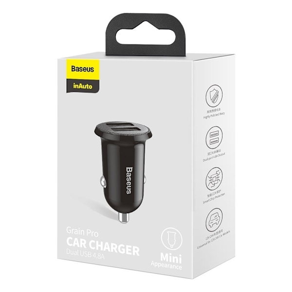 Baseus Grain Pro car charger 2x USB 4.8 A black (CCALLP-01) Black