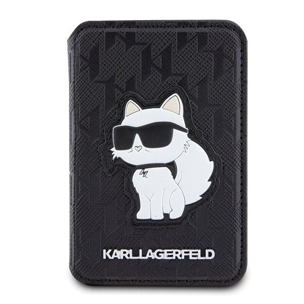 Karl Lagerfeld KLWMSPSAKHCK Wallet Card Slot Stand Saffiano Monogram Choupette MagSafe case - black Black