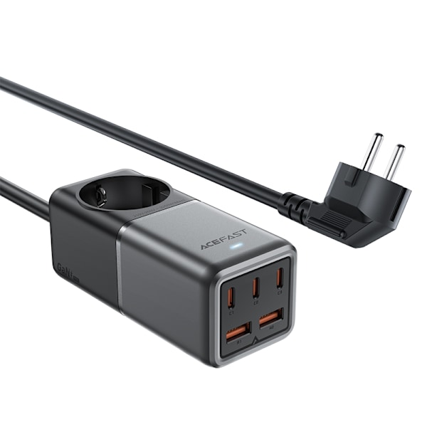 Acefast Z2 GaN 75W PD desktop charger 3x USB-C 2x USB-A - black and gray Black