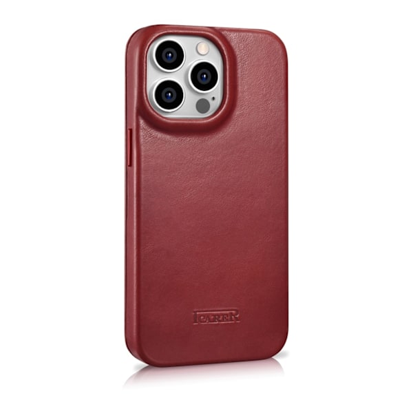 iCarer CE Oil Wax Premium Leather Folio Case Leather Case iPhone 14 Pro Max Magnetic Flip MagSafe Red (AKI14220708-RD) Red