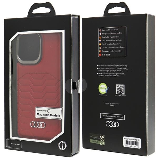 Audi Synthetic Leather case with MagSafe for iPhone 14 Pro Max - red Red