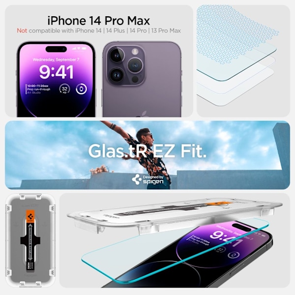 Spigen Glas.tR EZ Fit Tempered Glass for iPhone 14 Pro Max - 2 pcs.