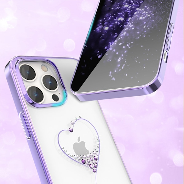 Silicone case with Swarovski crystals Kingxbar Wish Series for iPhone 14 Plus - purple Violet