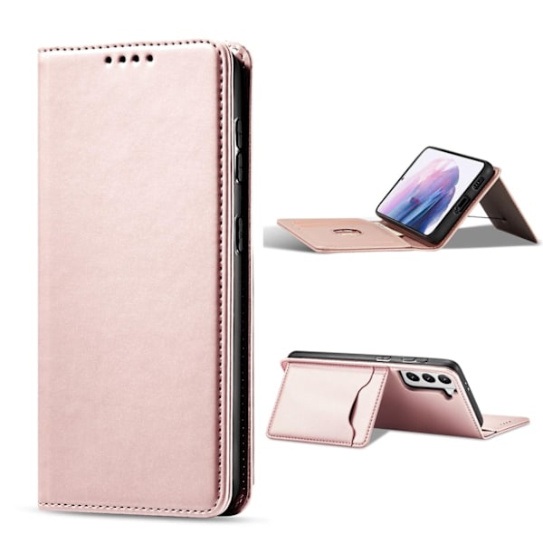 Magnet Card Case for Samsung Galaxy S22 + (S22 Plus) Pouch Wallet Card Holder Pink Pink