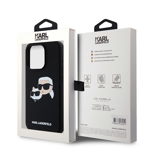 Karl Lagerfeld Silicone Karl&amp;Choupette MagSafe case for iPhone 15 Pro - black Black