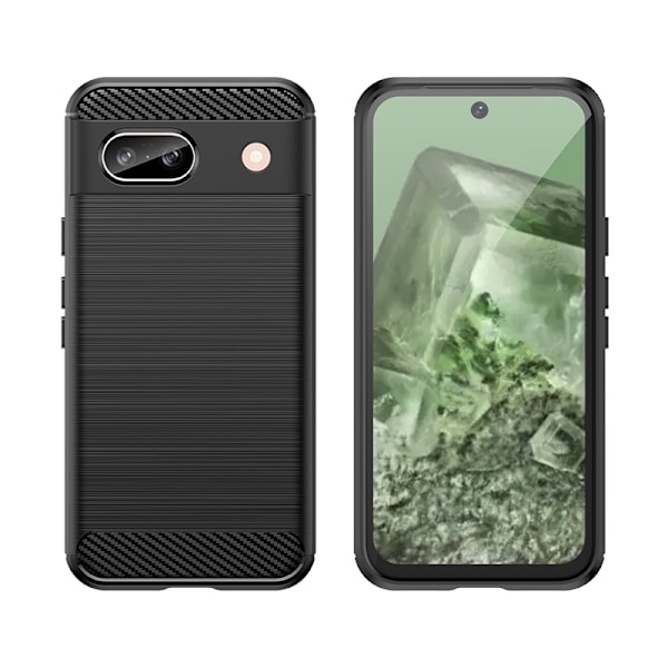 Carbon Case for Google Pixel 8A Flexible Silicone Carbon Cover - Black Black