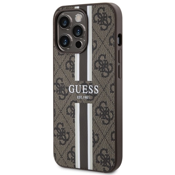 Guess GUHMP13LP4RPSW iPhone 13 Pro / 13 6.1&quot; brown/brown hardcase 4G Printed Stripes MagSafe Brown