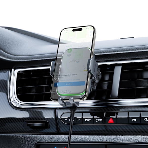 Acefast D17 car holder with inductive charger - black Black