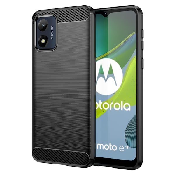 Carbon Case for Motorola Moto E13 flexible silicone carbon cover black Black