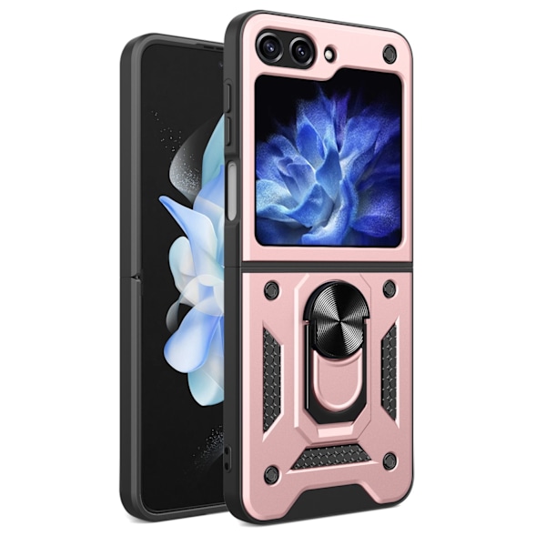 Hybrid Armor Camshield Case for Z Flip 5 5G with Camera Protector - Pink Pink