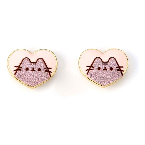 Pusheen Stud Earrings Pink and Gold Heart Multicolor