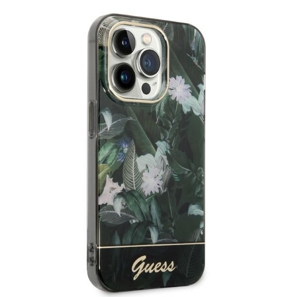 Guess Jungle Collection case for iPhone 14 Pro Max - green Green