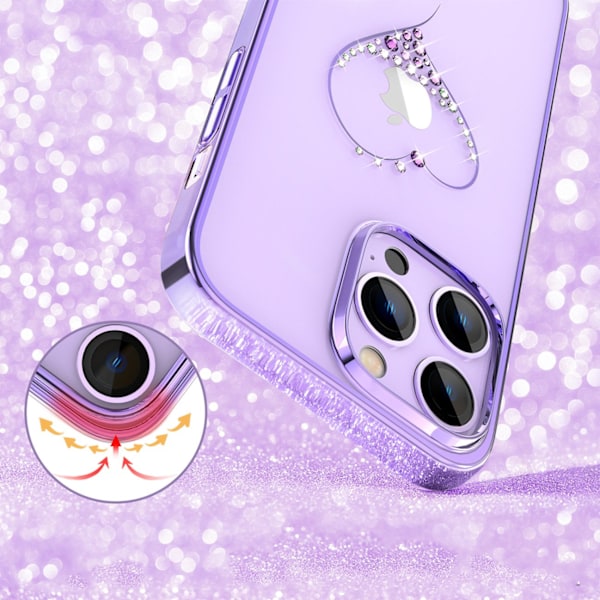 Silicone case with Swarovski Kingxbar Wish Series crystals for iPhone 14 Pro Max - purple Violet