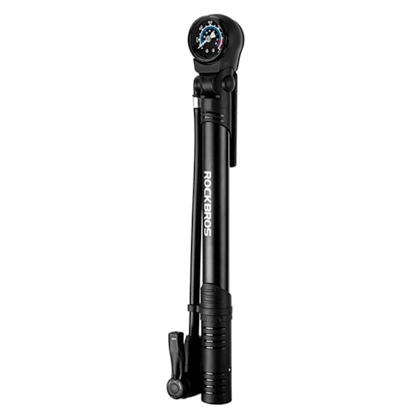 Rockbros 42310006001 bicycle pump with pressure gauge - black Black