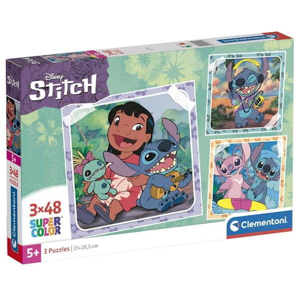 Disney Stitch puzzle 3x48pcs multifärg