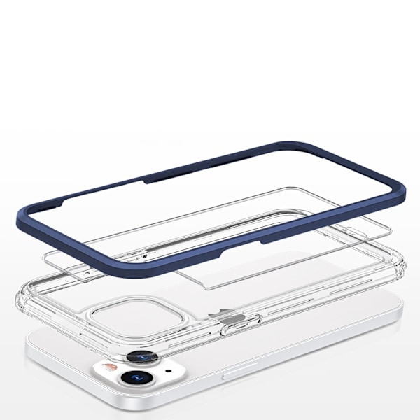 Clear 3in1 case for iPhone 13 mini gel cover with frame blue Blue || Transparent