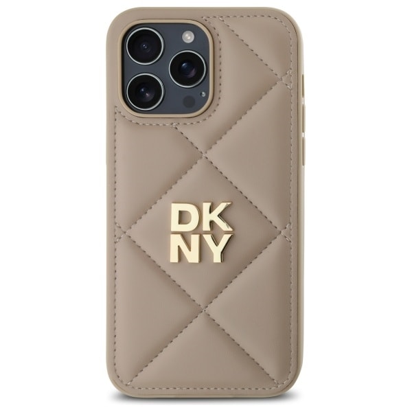 DKNY Quilted Stack Logo iPhone 14 Pro Case - Beige Beige