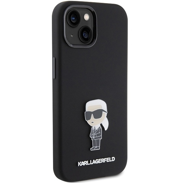 Karl Lagerfeld Silicone Ikonik Metal Pin case for iPhone 15 - black Black