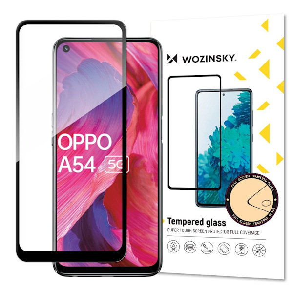 Wozinsky Tempered Glass Full Glue Super Tough Screen Protector Full Coveraged with Frame Case Friendly for Oppo A54 5G black Black