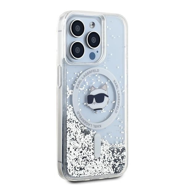 Karl Lagerfeld Liquid Glitter Choupette Head MagSafe case for iPhone 13 Pro / 13 - transparent Transparent