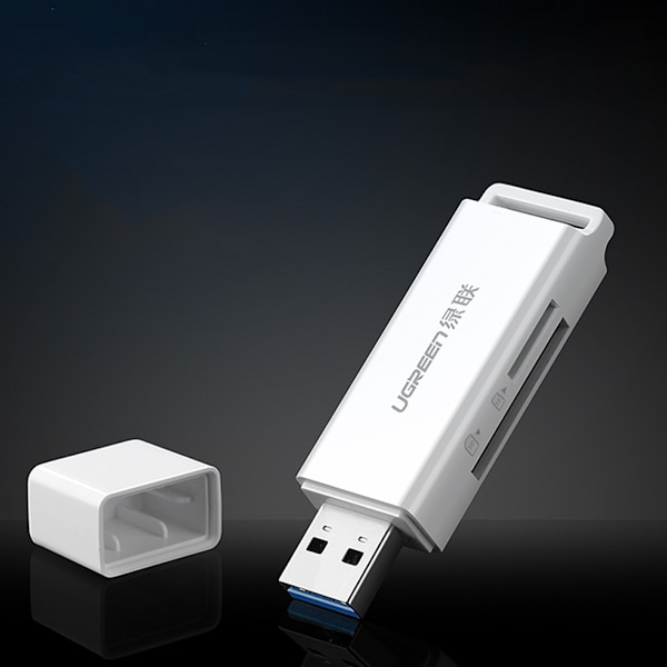 Ugreen portable TF/SD card reader for USB 3.0 white (CM104) White