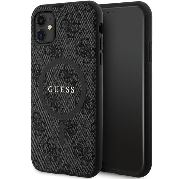 Guess GUHMN61G4GFRK iPhone 11 6.1" / Xr black/black hardcase 4G Collection Leather Metal Logo MagSafe Black