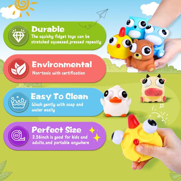 8-pack djur-squishy fidget-leksaker, söta squishies-leksaker för barn och vuxna