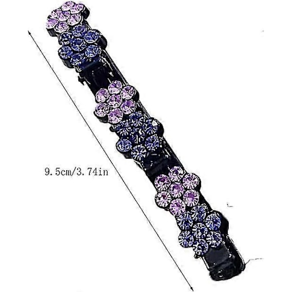 Glitterende krystallstein flettet hårspenner for hårstyling purple