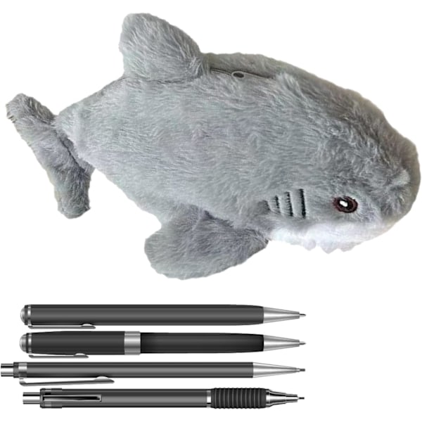 Plush-kynälaukku - Monitoiminen söpö piirretty kynälaukku Plush Shark | Suuri kapasiteetti hauska vetoketjullinen kynälaukku | Hai-kynälaukku