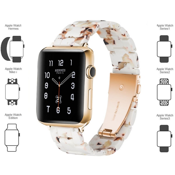 Kompatibel med Apple Watch Band 38-40 mm/42-44 mm Series 5/4/3/2/1, Slim Resin Armband -38-40 mm-nougat