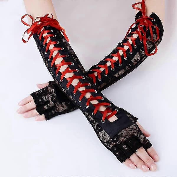 Dam Finrless Gs Armbåge Snörning Punk Kostym Arm