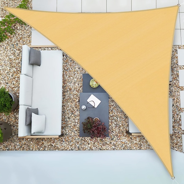 Triangular Shade Segel för uteplats 3,6x3,6x3,6m, 95% UV-skydd, Para Garden Patio, Balkong, Terrass, Utomhusaktiviteter - Sandfärg