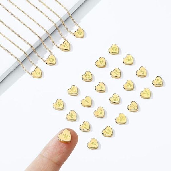 Hjärtformad Initialhalsband - 14K Guldfyllt Hjärtberlock Brev Alfabetiskt Halsband Miniatyr Initialhalsband för Kvinnor Barn Hjärtformad Initialhalsband -H