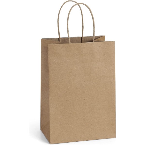 Gift Bags Kraft Paper Bags 10Pcs 5.25x3.75x8 Inches Small Shopping Bag Kraft Bags Party Bags Black Paper Bags with Handles Bulk