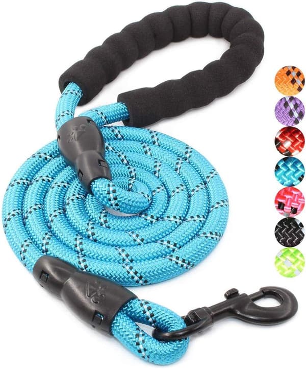 2/4/5/6 FT Dog Leash with Comfortable Padded Handle and Strong Reflective Threads for Small, Medium, and Large Dogs (5FT-1/3', Blue) Blue