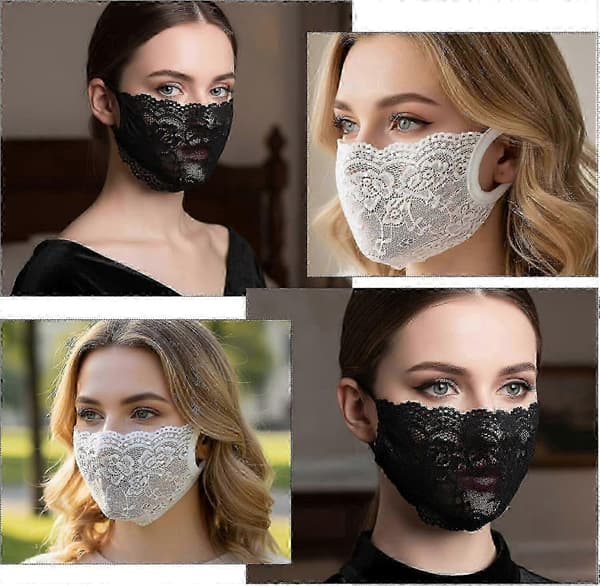 2-pak blonde ansigtsmasker til kvinder, åndbart mesh-design med elastiske ørestropper, sort og hvid