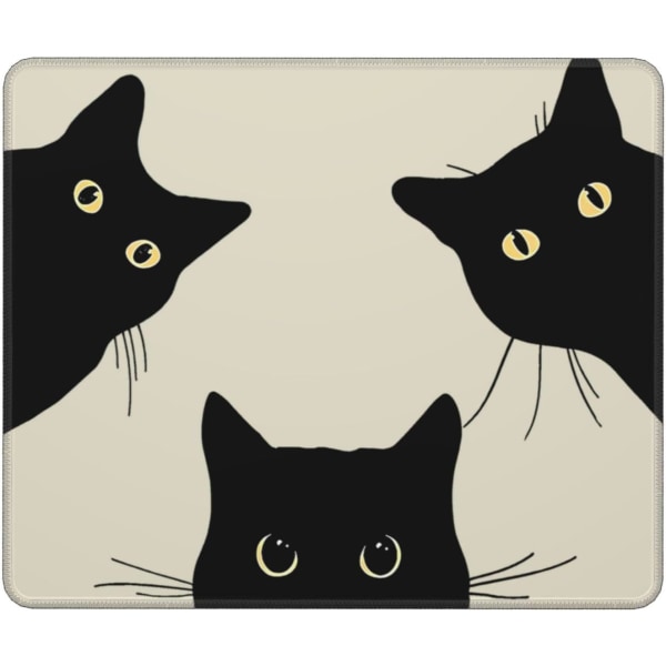 Rolig kattmusmatta Fyrkantig söt musmatta för trådlös liten kontorsdator musmatta med halkfri gummibas musmatta, 7,9×9,5 tum, tre katter