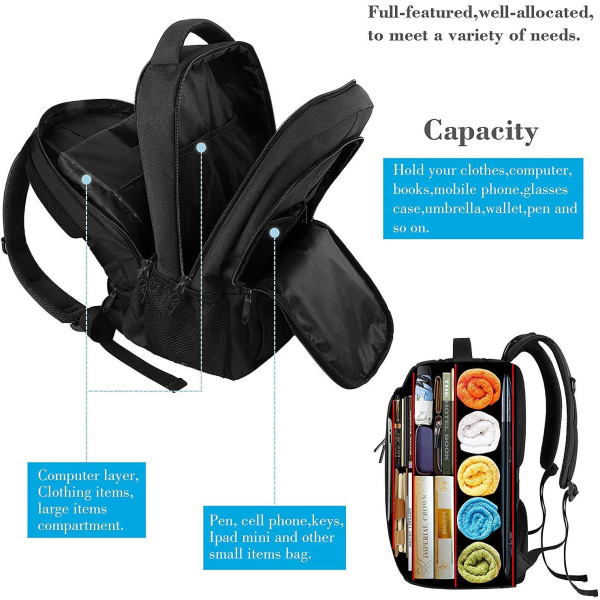 Affärsreseryggsäck, bärbar datorryggsäck med USB laddningsport, stöldskyddad vattentålig bokväska Datorryggsäck passar 15,6 tum