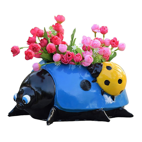 Metall-Nyckelpiga Blomkruka Mini Djur Nyckelpigor Skrivbordsdekoration Färgglad Dekorativ Utomhus Flera Färger Valfri Blue