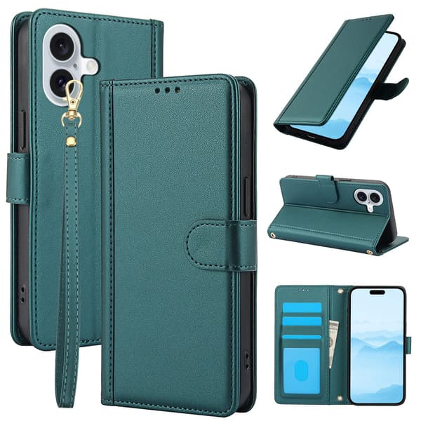 Samsung Galaxy A17 Retro Leather Case with Line Stitching Dark Green Mörkgrön
