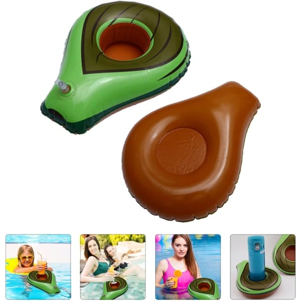 Oppblåsbare 6 stk drikkeflytere Avocado basseng drikkeholder gjenbrukbar oppblåsbar flytekopp underlag for sommerbassengfest tilbehør strandkoppholder