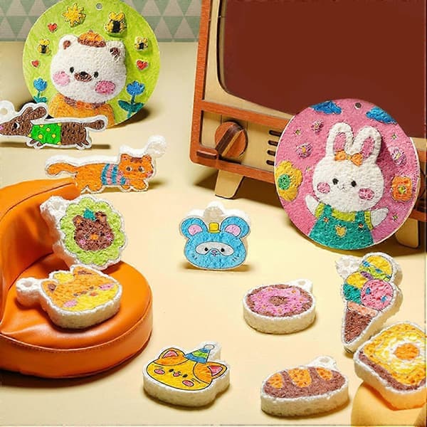 3D Magic Puffy Paint Konstkit med Skumtextur, 10 Canvaspapper & 12 Markörer, DIY Bubble Popcorn Ritset Circle