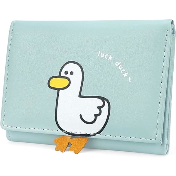 Cute Wallets for Women, Leather RFID Blocking Small Trifold Wallet with ID Window for Girls and Ladies Womens Wallet Duck blue