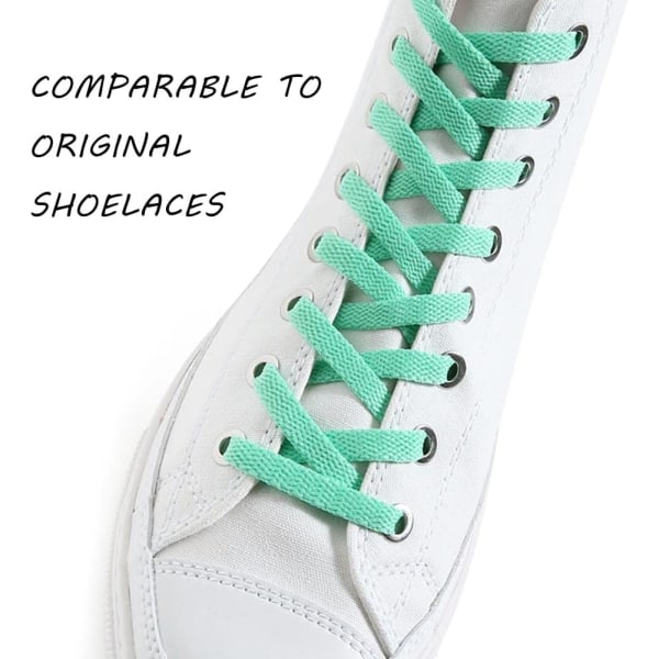 Platta skosnören för sneakers, enkellagers 8 mm polyester skosnöre i platt färg, Mintgrön, med en längd på 54 tum/137 cm.