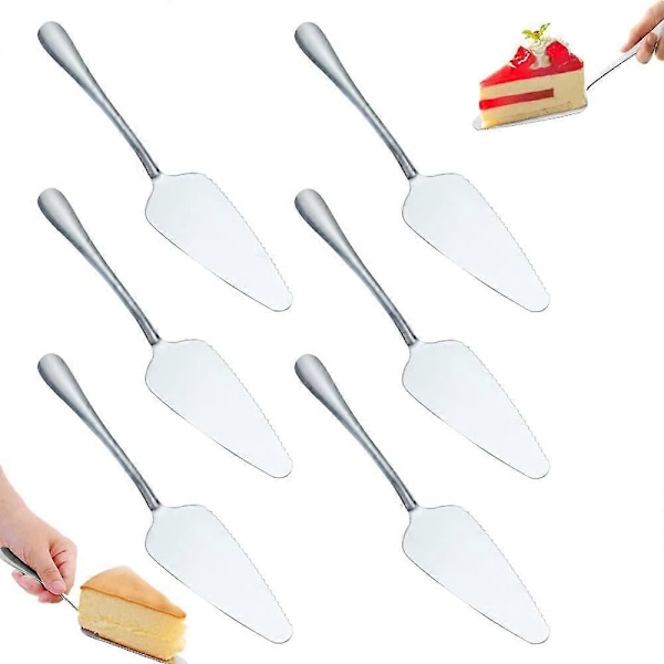 Sett med 6 rustfrie stål kakespader med taggete kanter for kake, pizza og kakestykker