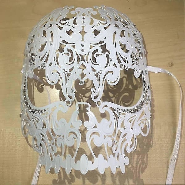1 st Halloween-mask i metall, hållbar mask, trendig ansiktsaccessoar - Vit