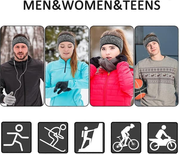 Sport pannebånd ørevarmere for kvinner og menn, elastiske vinterpannebånd