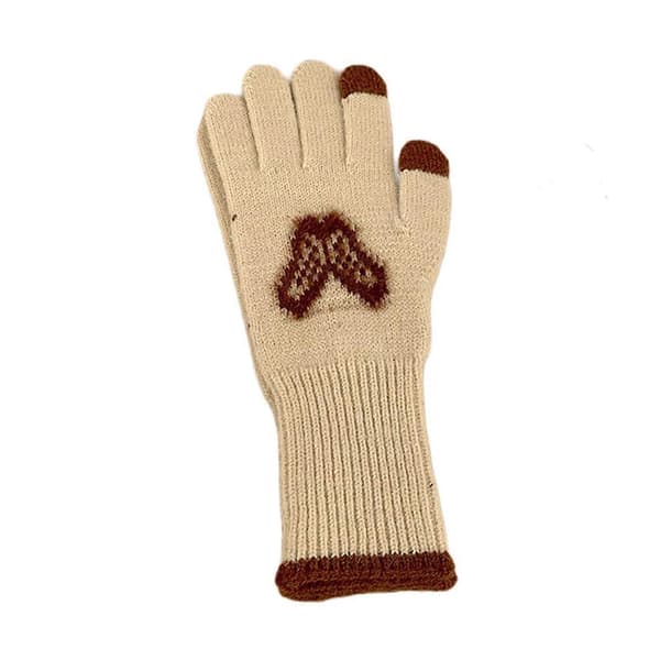 2 stk. handsker med forlænget længde, bløde strikkede termiske vanter, unisex modehandsker til udendørs aktivitet, beige