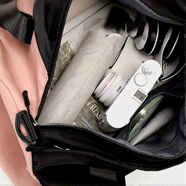 Sports- og fitnessyogtaske, one shoulder, crossbody, stor bagagetaske, bærbar kortdistancerejsetaske Rosa och svart