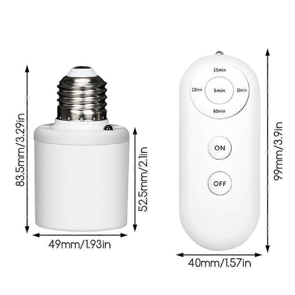E27 Remote Control Light Holder Smart Wireless Lamp Holder with Timer (15/30/60/120min)